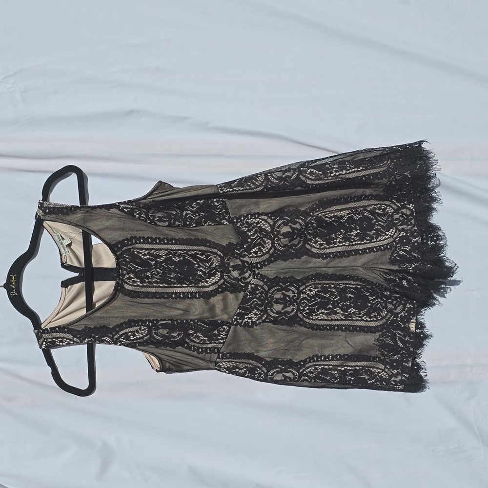Womens Charlotte Russe Black Eyelash Lace Romper One Piece Dress Zip Closure Lg
